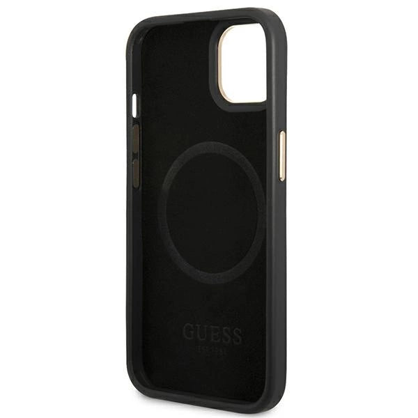 Guess GUHMP14MU4GPRK iPhone 14 Plus 6.7 "sort / sort hårdkasse 4G Logo Plate MagSafe