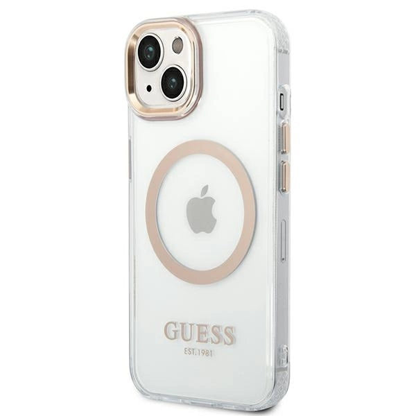 Guess GUHMP14SHTRMD iPhone 14 6.1 " guld / guld hårdkasse Metal Outline Magsafe