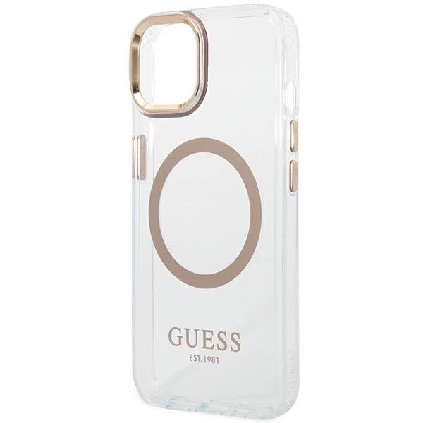 Guess GUHMP14SHTRMD iPhone 14 6.1 " guld / guld hårdkasse Metal Outline Magsafe