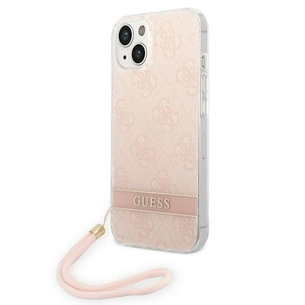 Guess GUOHCP14MH4STP iPhone 14 Plus 6.7 " pink / pink hardcase 4G Print Strap
