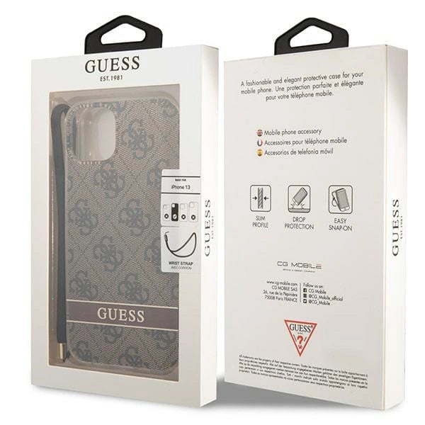 Guess GUOHCP14MH4STW iPhone 14 Plus 6.7 " brun / brun hardcase 4G Print Strap