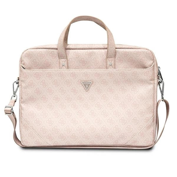 Guess Saffiano 4G Triangle Logo taske til en 16'' laptop - pink