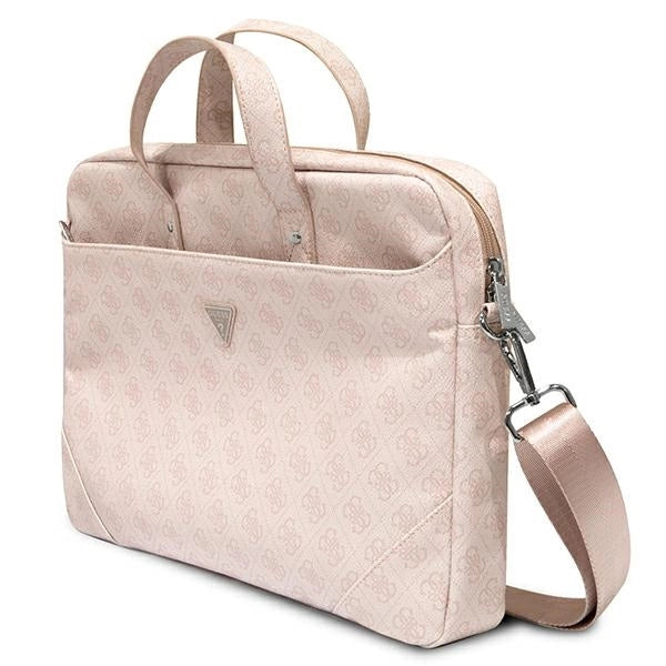 Guess Saffiano 4G Triangle Logo taske til en 16'' laptop - pink