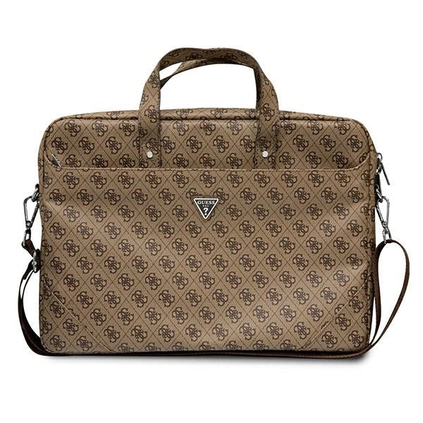 Guess Saffiano 4G Triangle Logo taske til en 16'' laptop - brun