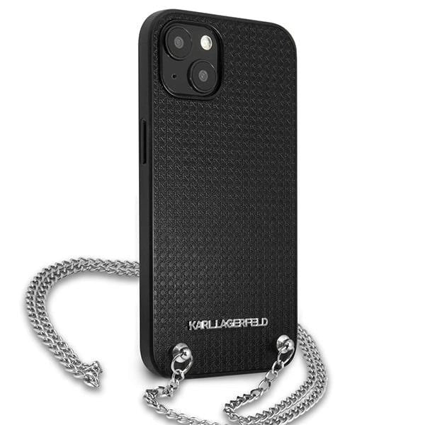 Karl Lagerfeld KLHCP13SPMK iPhone 13 mini 5,4 "hardcase sort / sort læder Textureret og kæde