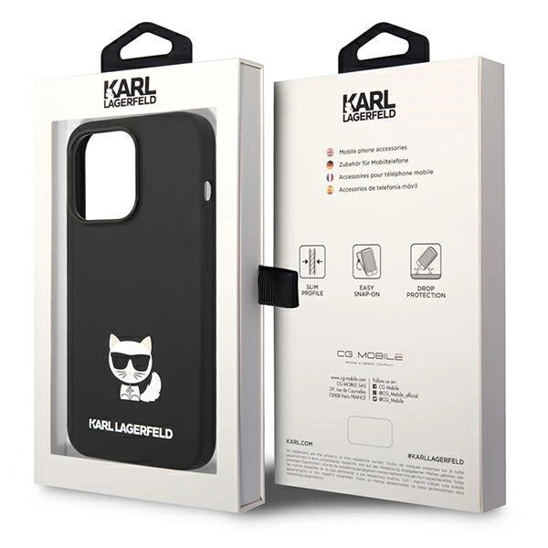 Karl Lagerfeld KLHCP14LSLCTBK iPhone 14 Pro 6.1 "hardcase sort / sort Silicone Choupette Body