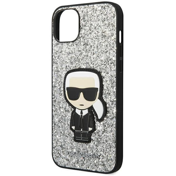 Karl Lagerfeld KLHCP14MGFKPG iPhone 14 Plus 6.7 "hardcase silver / silver Glitter Flakes Ikonik