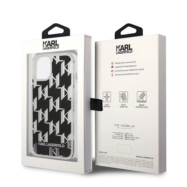 Karl Lagerfeld KLHCP14MLMNMK iPhone 14 Plus 6.7 "hardcase sort / sort Liquid Glitter Monogram