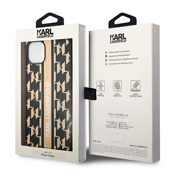 Karl Lagerfeld KLHCP14MPGKLSKW iPhone 14 Plus 6,7 "hardcase brun / brun Monogram Stripe