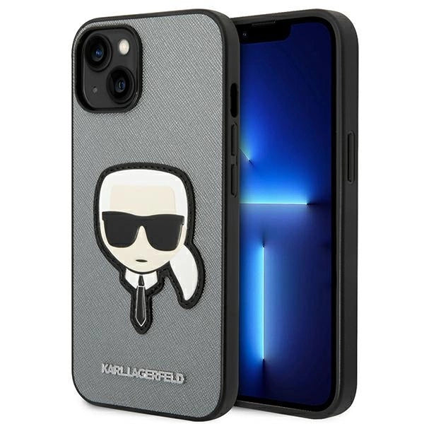 Karl Lagerfeld KLHCP14SSAPKHG iPhone 14 6,1" srebrny/silver hardcase Saffiano Karl's Head Patch