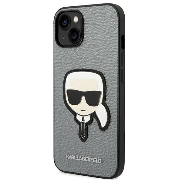 Karl Lagerfeld KLHCP14SSAPKHG iPhone 14 6,1" srebrny/silver hardcase Saffiano Karl's Head Patch