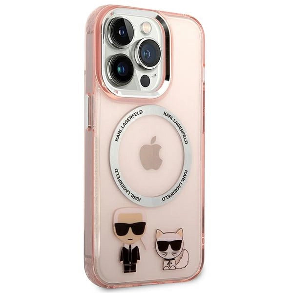 Karl Lagerfeld KLHMP14LHKCP iPhone 14 Pro 6.1" Hardcase pink/pink Karl & Choupette Aluminium Magsafe