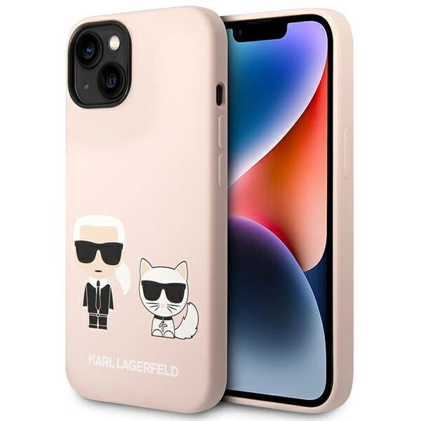 Karl Lagerfeld KLHMP14SSSKCI iPhone 14 6.1 "hardcase lyserød / lyserød Silicone Karl & Choupette Magsafe