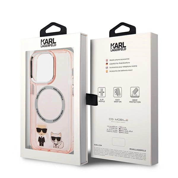 Karl Lagerfeld KLHMP14XHKCP iPhone 14 Pro Max 6.7 "hardcase pink / pink Karl & Choupette Aluminium Magsafe