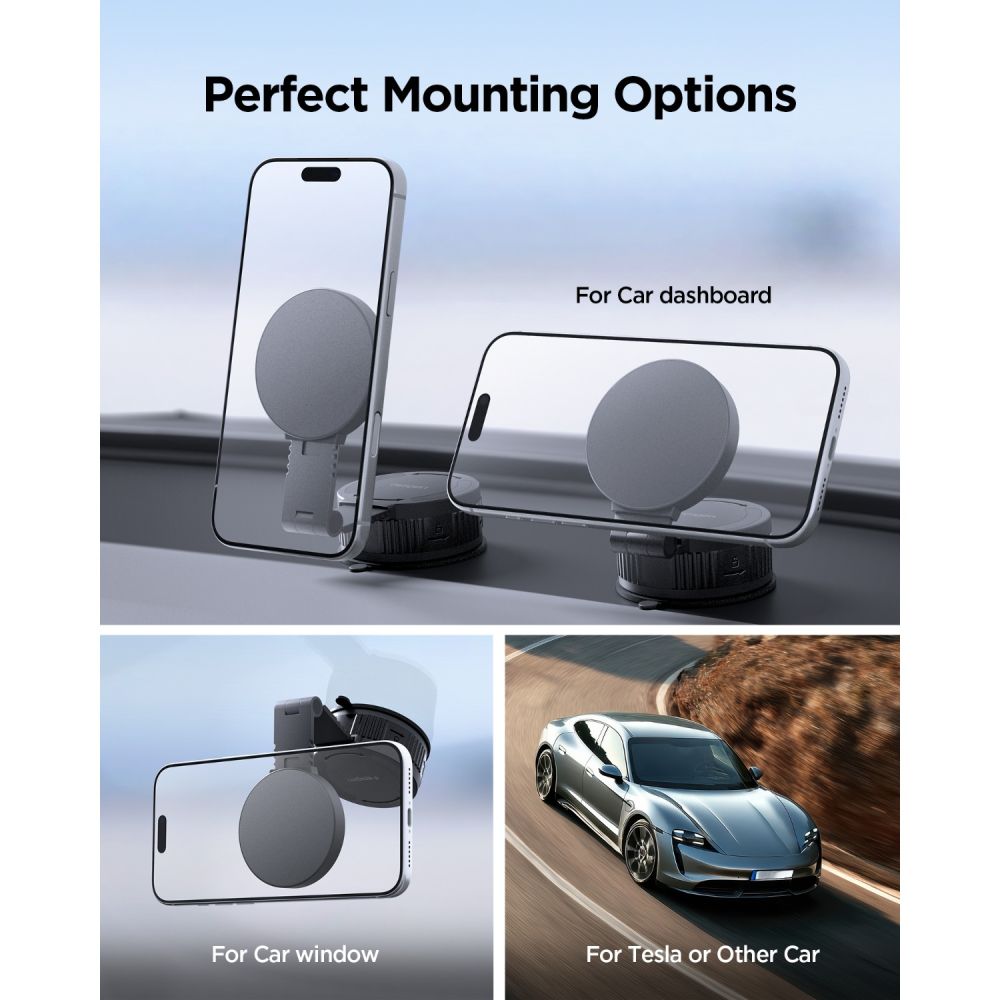 Spigen Mft35 1 Magnetisk Magsafe Instrumentbræt & Forrude & Rume Bilholder Sort