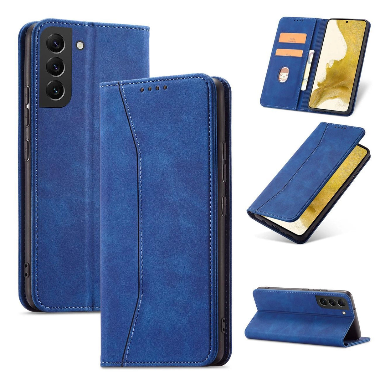 Magnet Fancy Case til Samsung Galaxy S23 Ultra Cover med Flip Wallet Stand Blue