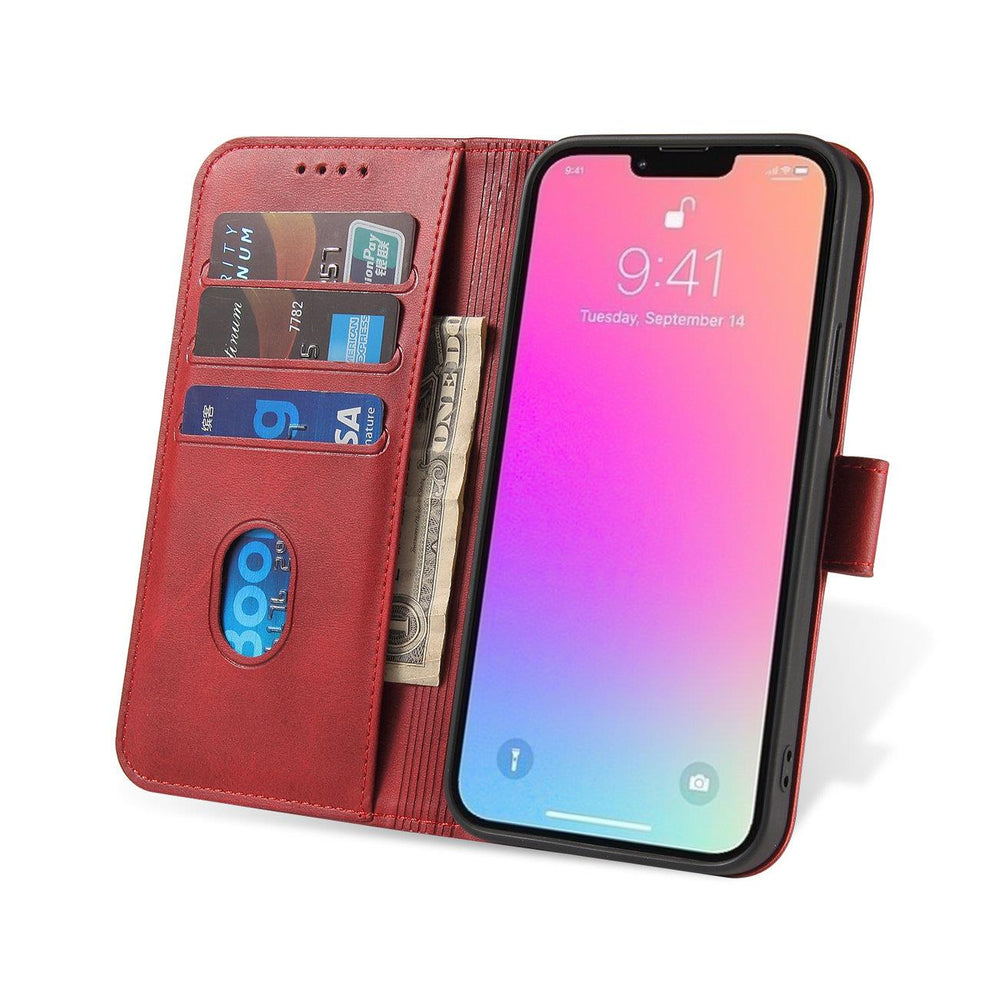 Magnet Case Case for Samsung Galaxy S23+ flip cover tegnebog stativ rød