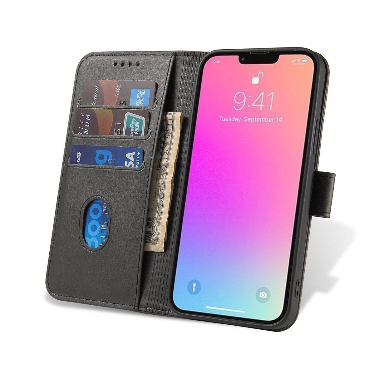 Magnet Case for Google Pixel 7 cover med flip wallet stand sort
