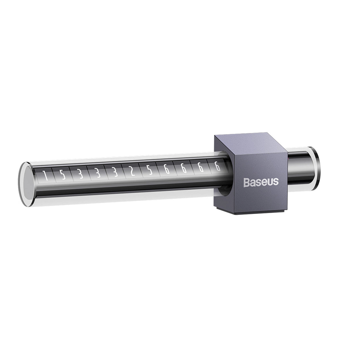 Baseus parkeringsskilt til telefonnummeret på det grå instrumentbræt