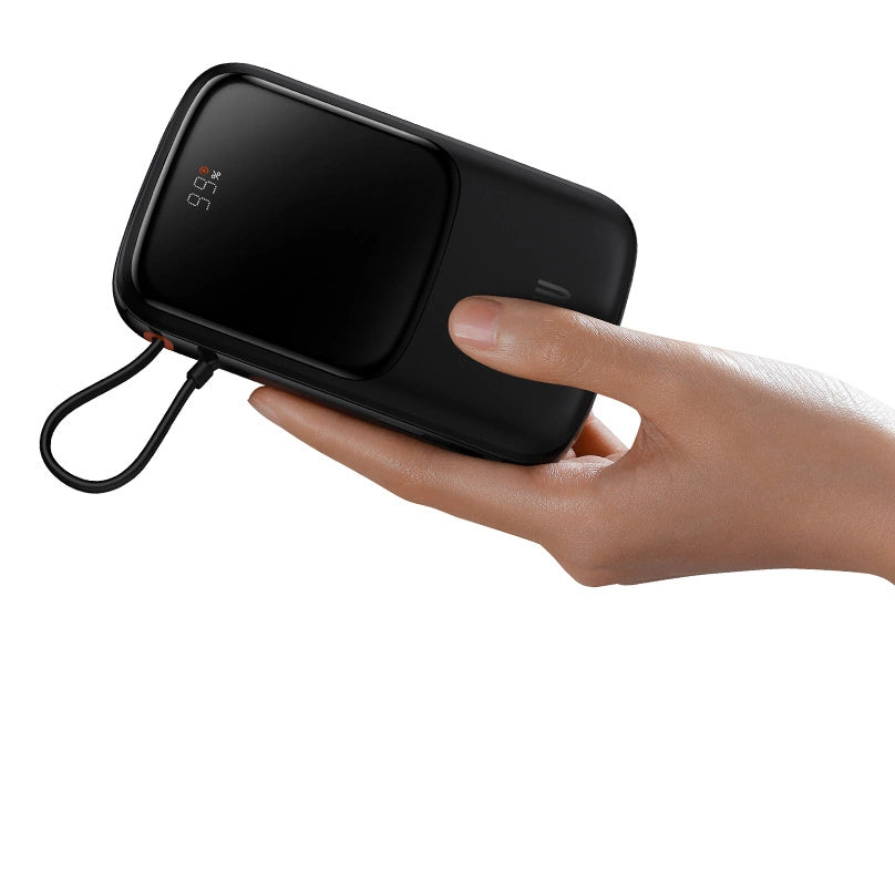 Powerbank 10000mAh 20W Baseus Qpow Pro Overseas Edition + USB C 3A Kabel - sort