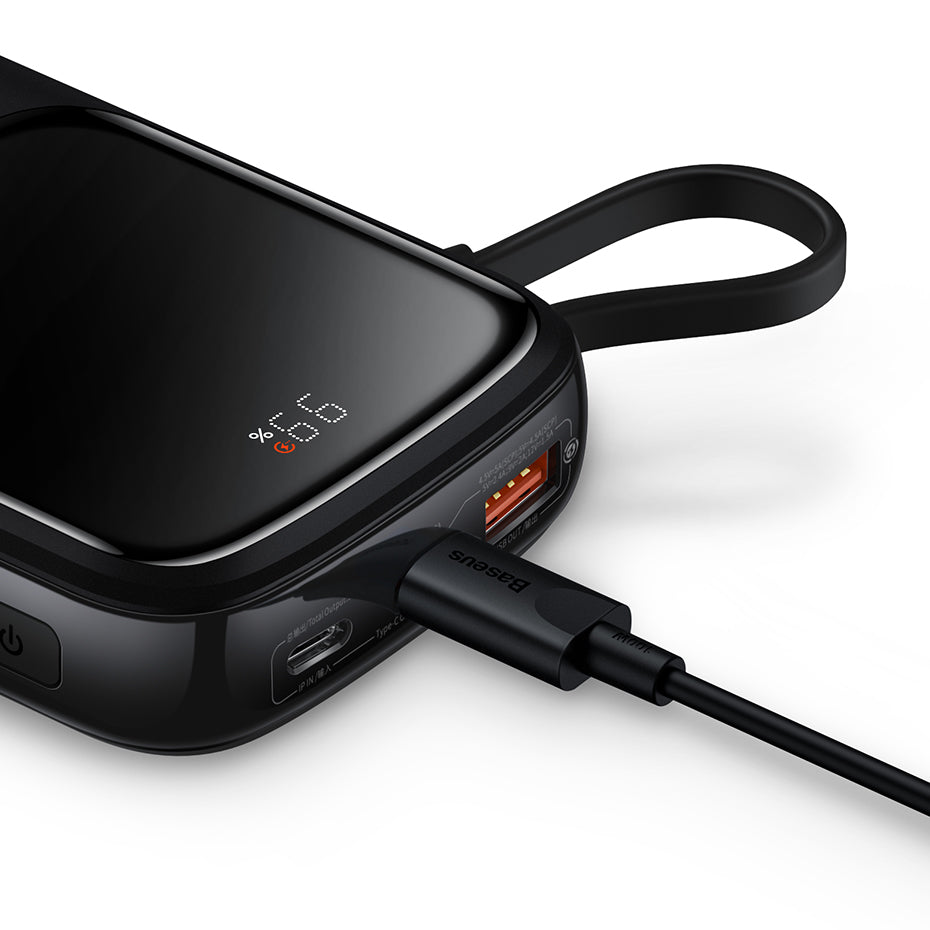Powerbank 10000mAh 20W Baseus Qpow Pro Overseas Edition + USB C 3A Cable - Black