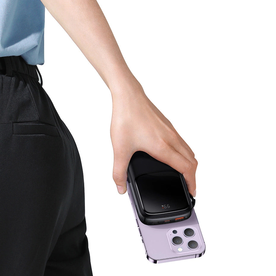 Powerbank 10000mAh 20W Baseus Qpow Pro Overseas Edition + USB C 3A Kabel - sort