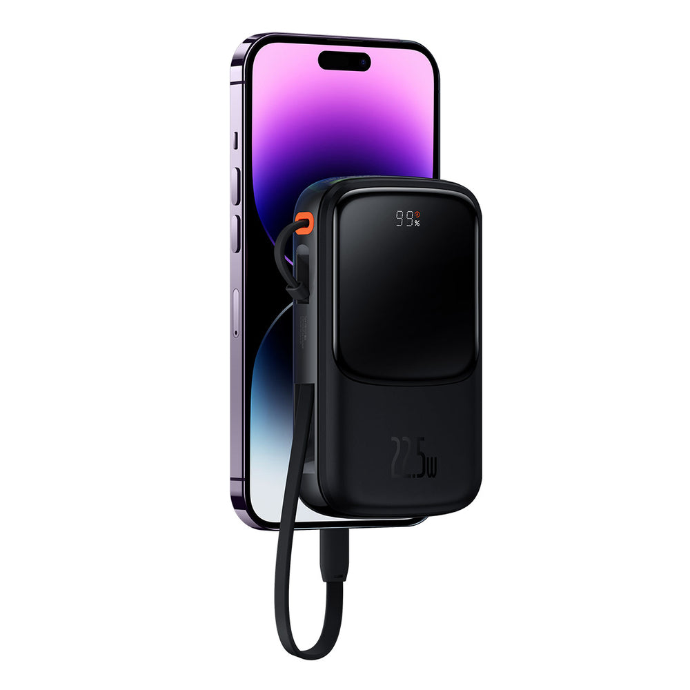 Powerbank 10000mAh 20W Baseus Qpow Pro Overseas Edition + USB C 3A Cable - Black