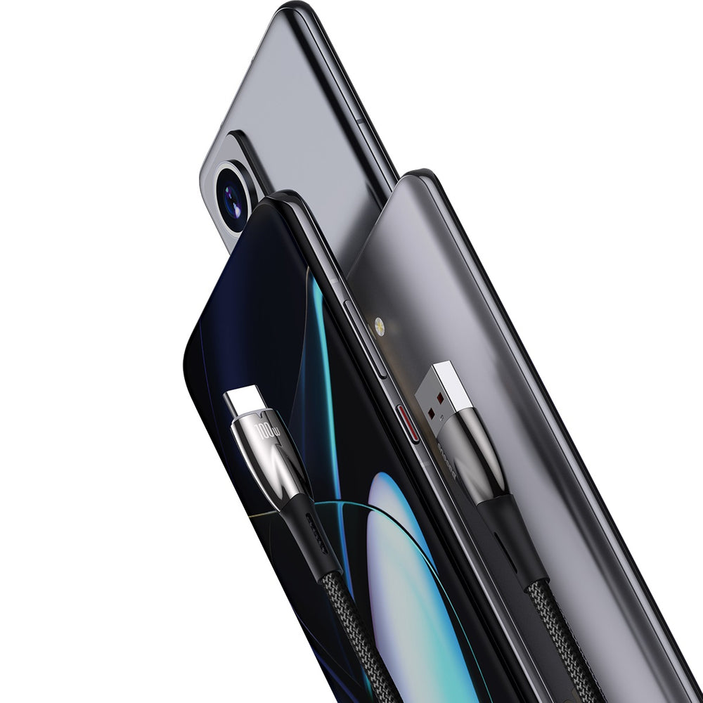 Baseus Glimmer Series Hurtig opladningskabel USB-A - USB-C 100W 480Mbps 1m sort