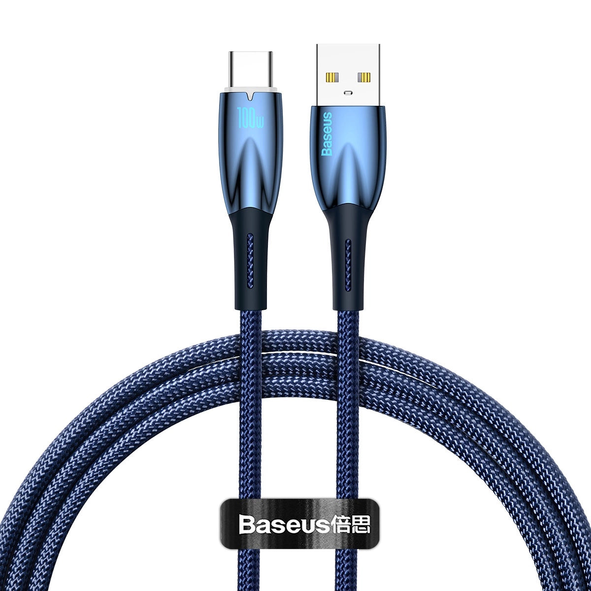Baseus Glimmer Series hurtigopladningskabel USB-A - USB-C 100W 480Mbps 1m blå