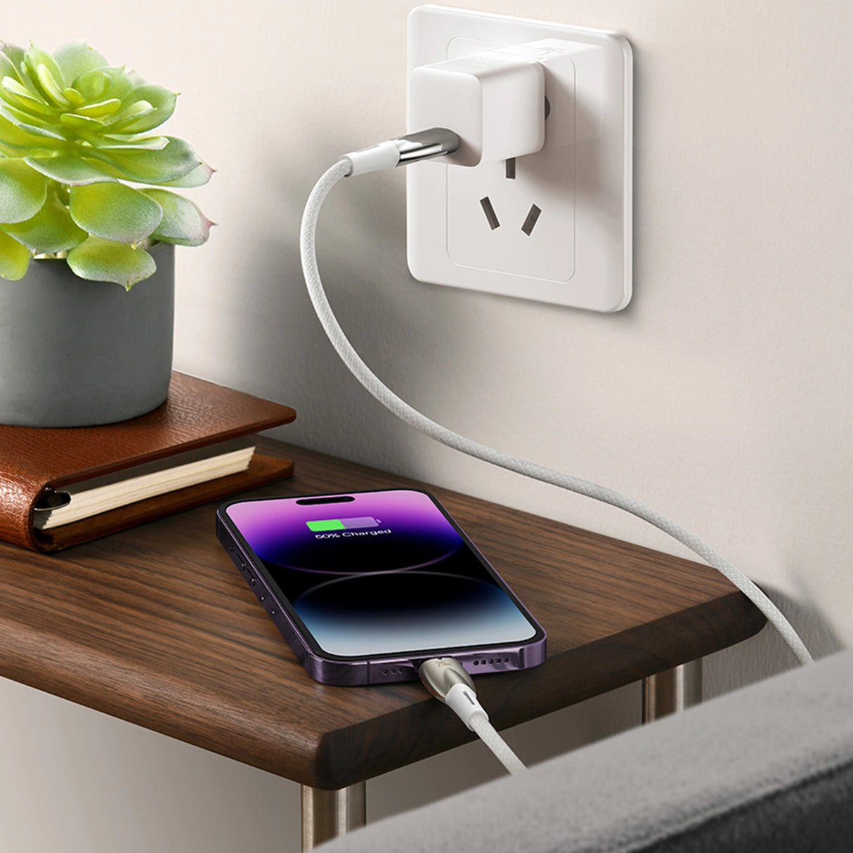 Baseus Glimmer Series hurtigopladningskabel USB-A - USB-C 100W 480Mbps 1m hvid