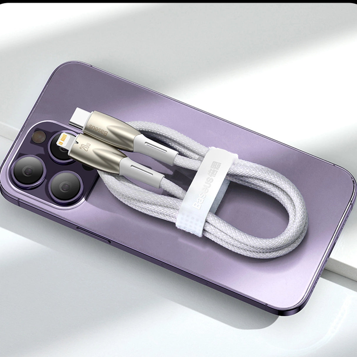 Baseus Glimmer Series hurtigopladningskabel USB-A - USB-C 100W 480Mbps 1m hvid