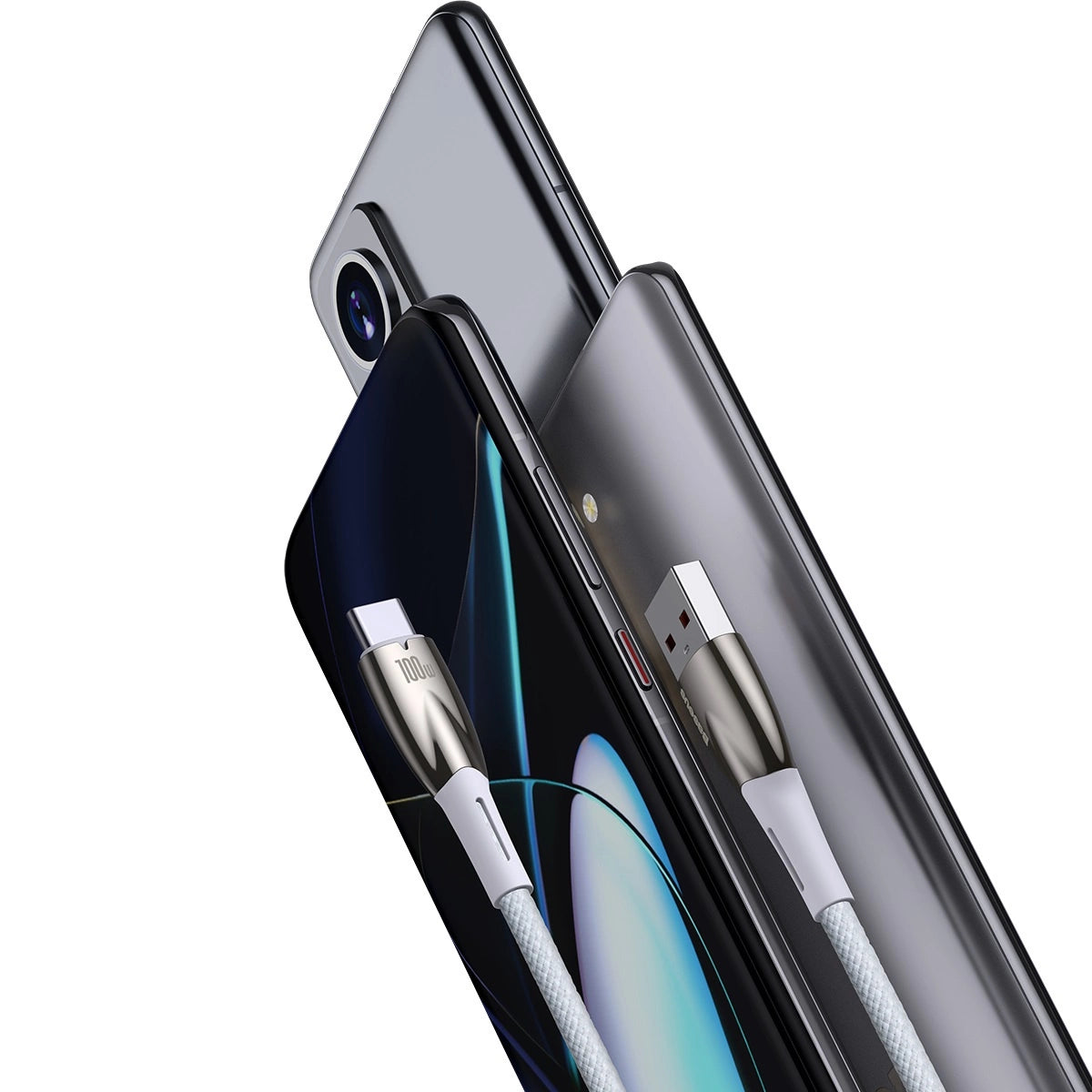 Baseus Glimmer Series hurtigopladningskabel USB-A - USB-C 100W 480Mbps 1m hvid