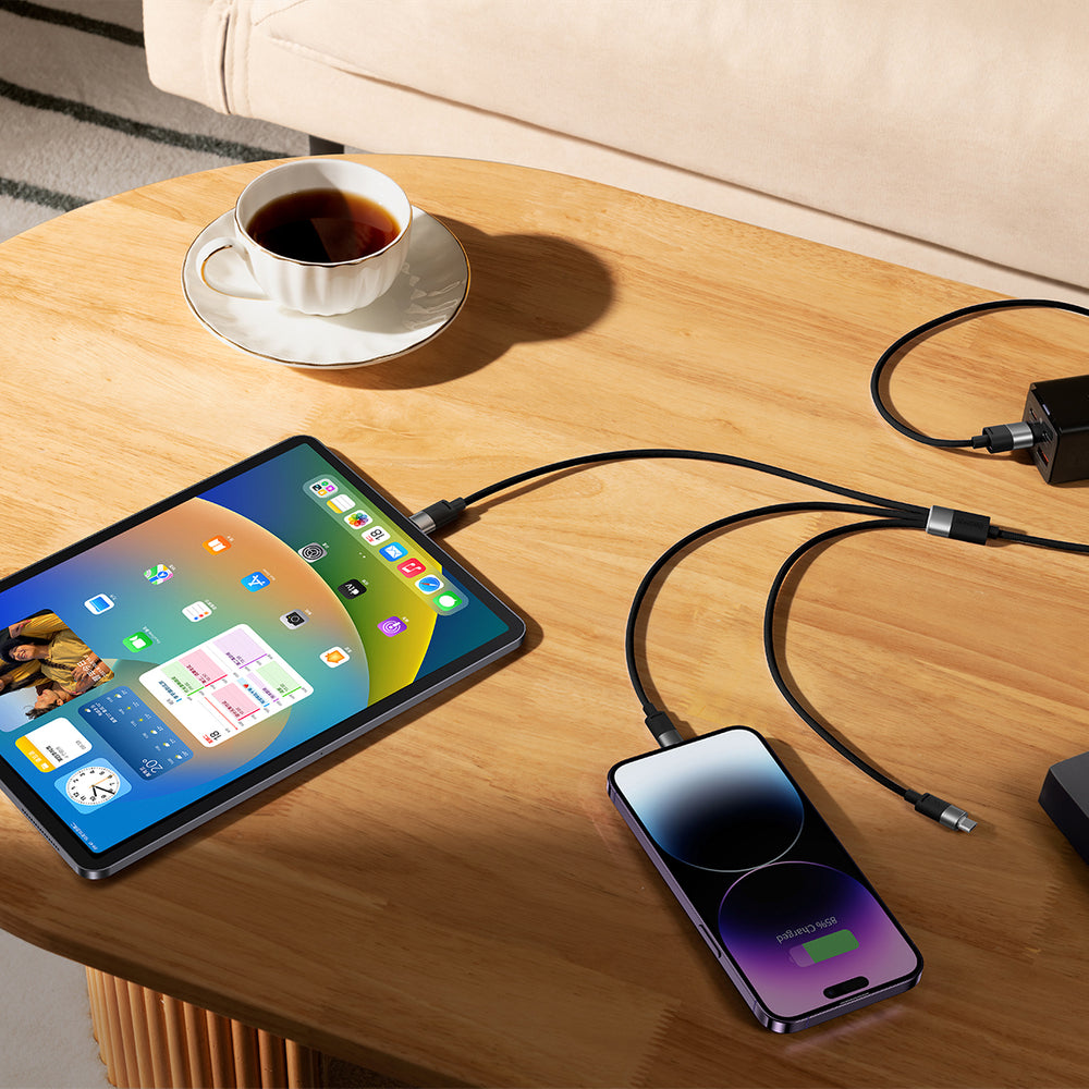 3in1 USB - micro USB / Lightning / USB C 3.5A 1.2m kabel Baseus StarSpeed - sort