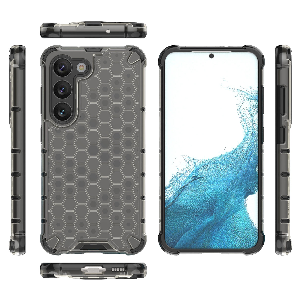 Honeycomb case til Samsung Galaxy S23 pansret hybrid cover sort