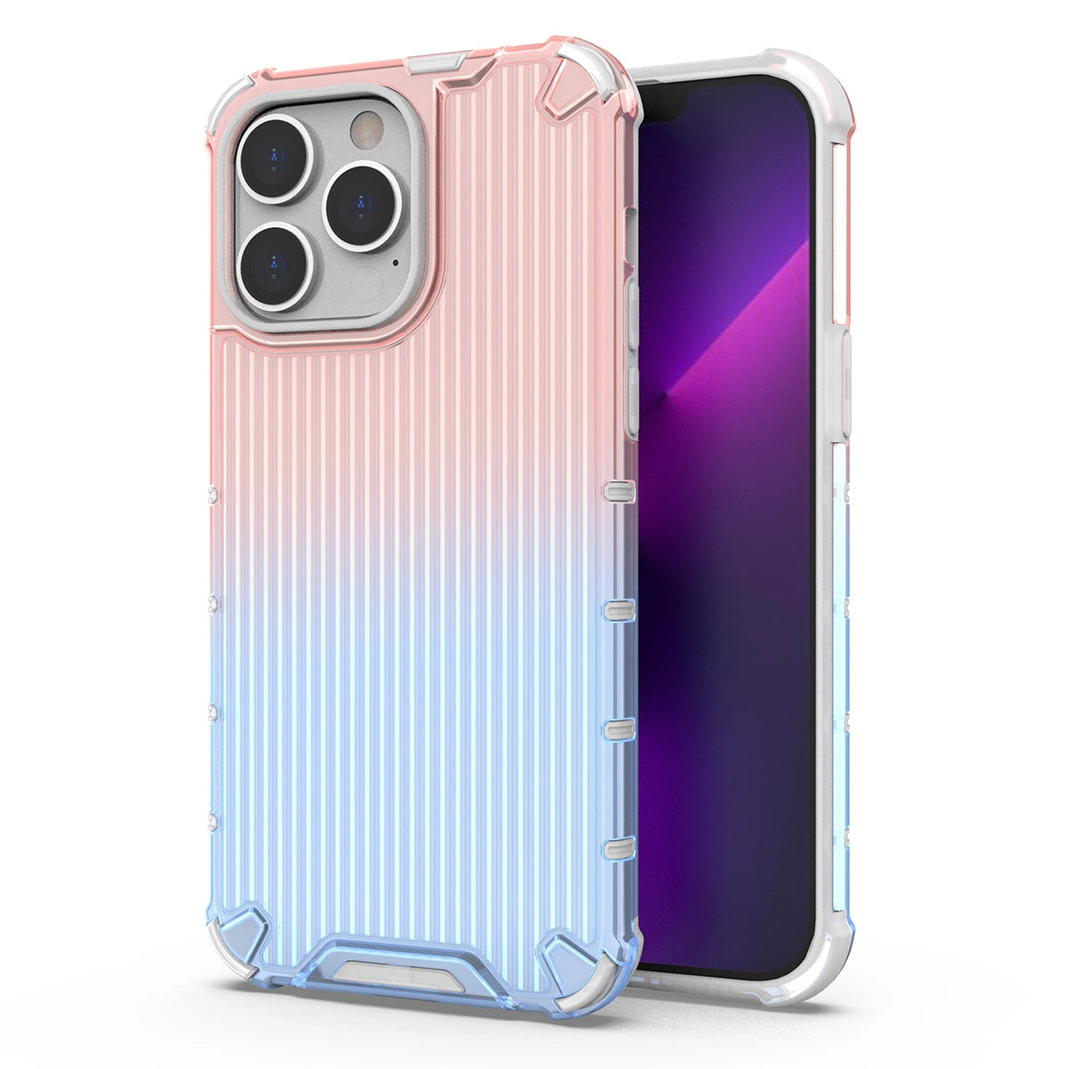 Ombre Protect Case for iPhone 13 Pro Max lyserød og blå pansret sag