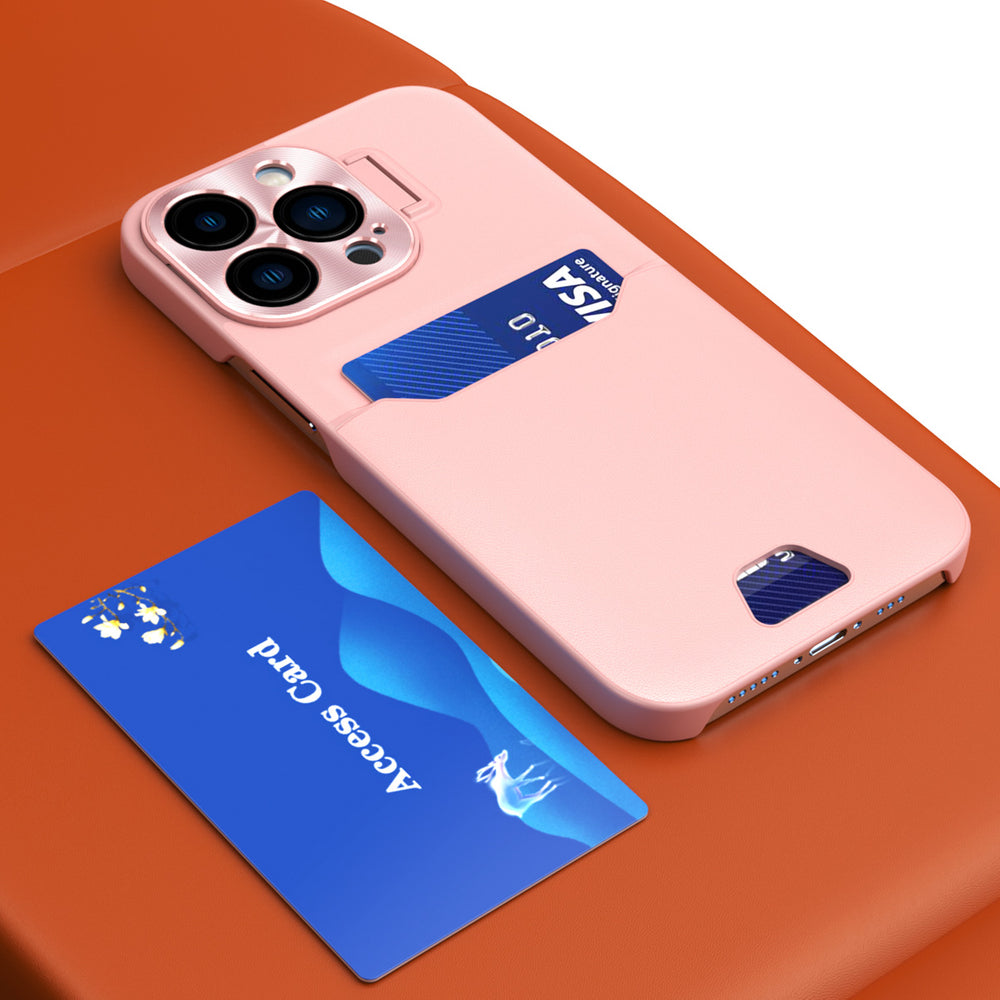 Læder Stand Case til iPhone 14 Plus Card Wallet Cover med Stand Pink