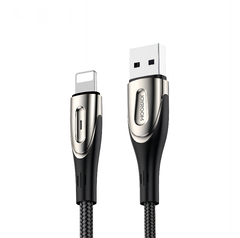 Joyroom Sharp Series S-M411 USB-A / Lightning 3A-kabel 1,2 m med opladningsindikator - sort