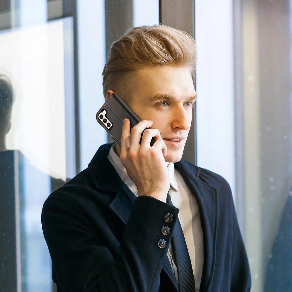 Dux Ducis Hivo case Samsung Galaxy S23+ flip case tegnebog stativ RFID blocker sort