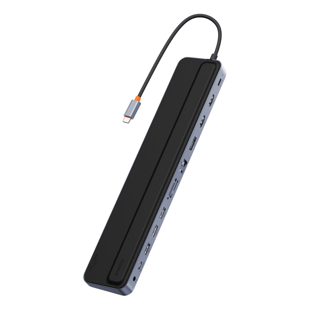 Baseus EliteJoy Gen2 Universal 12-in-1 USB HUB with 25cm USB-C Cable, Notebook Stand, USB-A / USB-C / DP / HDMI / SD / TF / RJ45 / 3.5mm Jack / PD 100W Gray (WKSX030213)