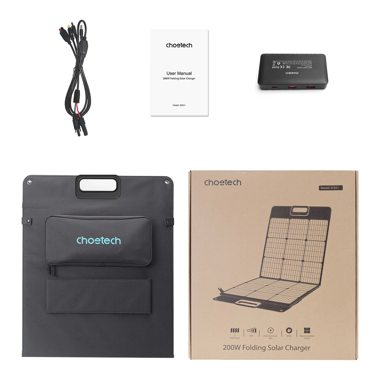Choetech SC011 soloplader 200W bærbar solpanel - sort