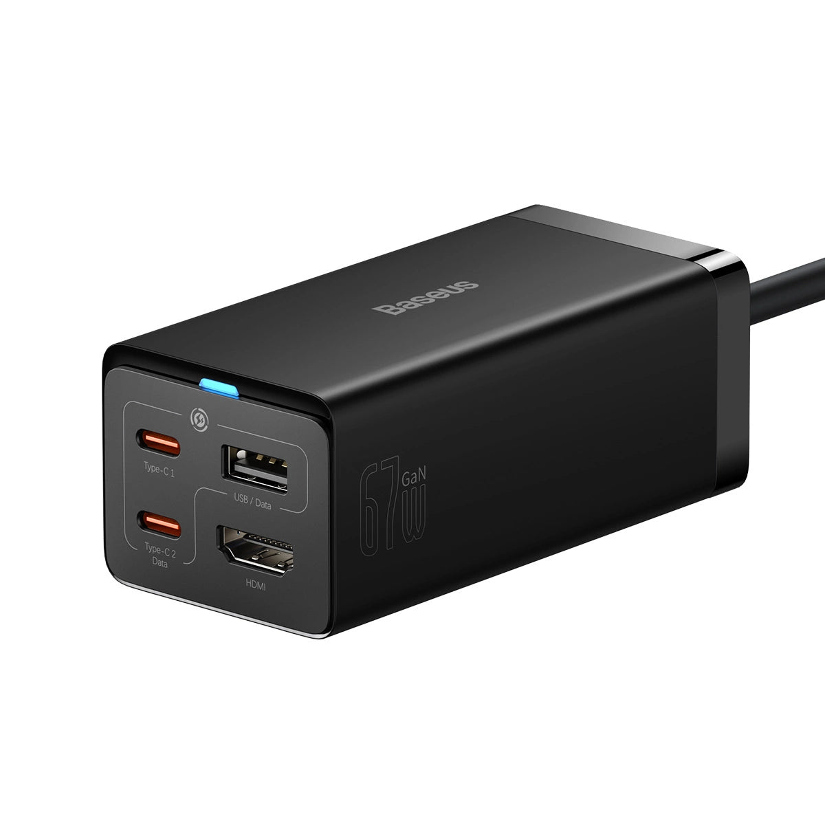 Baseus hurtigoplader GaN5 Pro HUB HDMI 2 x USB-C / USB-A / HDMI 4K 30Hz 1,5m sort + USB-C kabel - USB-C 100W 40Gb / s (USB4) 1m (CCGP110201)
