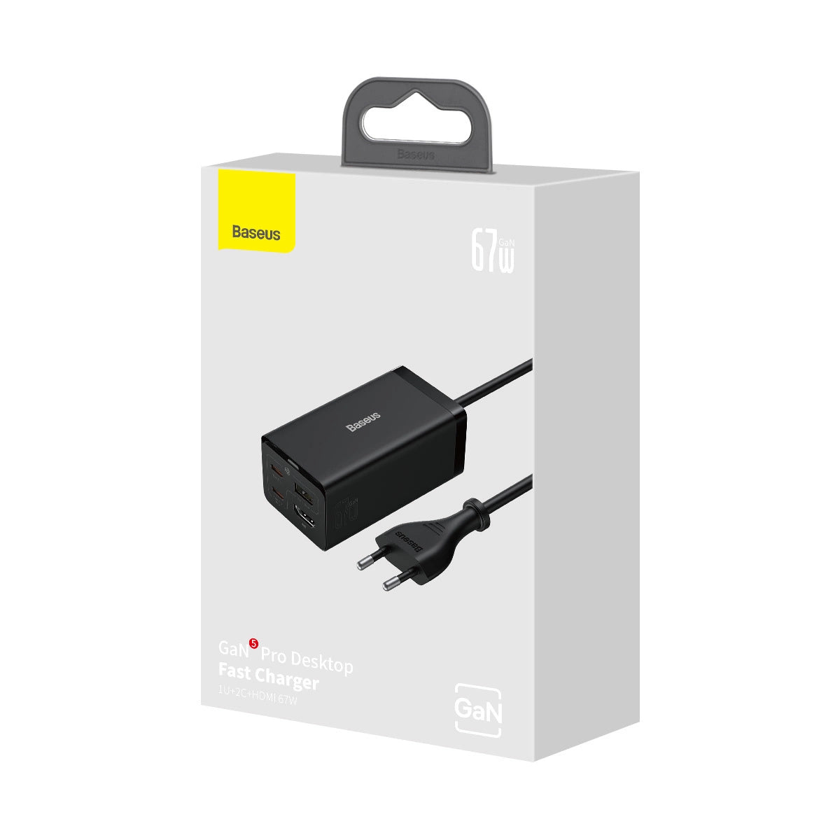 Baseus hurtigoplader GaN5 Pro HUB HDMI 2 x USB-C / USB-A / HDMI 4K 30Hz 1,5m sort + USB-C kabel - USB-C 100W 40Gb / s (USB4) 1m (CCGP110201)