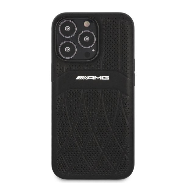 AMG AMHCP13LOSDBK iPhone 13 Pro / 13 6.1" sort/sort hårdkasse Læder Curved Lines