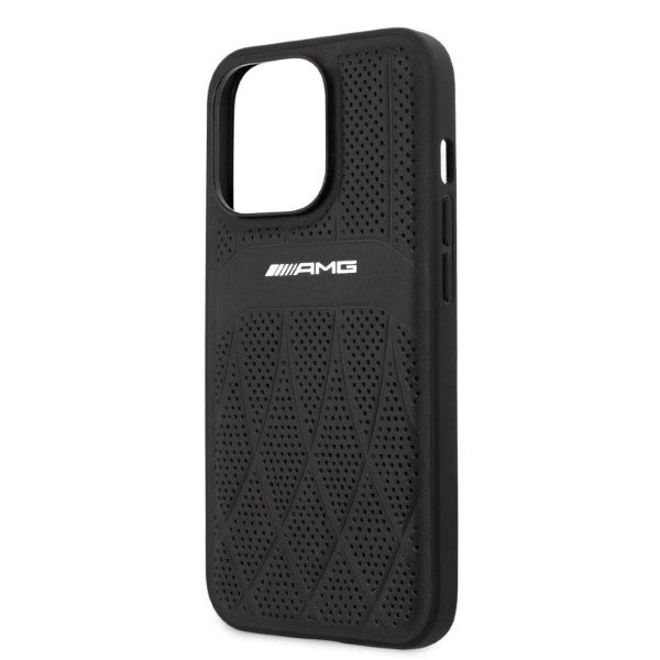 AMG AMHCP13LOSDBK iPhone 13 Pro / 13 6.1" sort/sort hårdkasse Læder Curved Lines