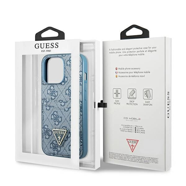 Guess 4G Triangle Logo Cardslot Case til iPhone 13 Pro / 13 - Blå