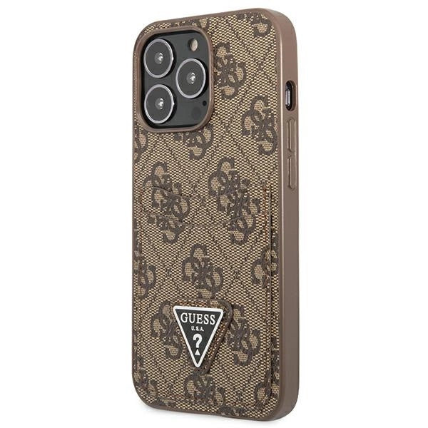 Guess 4G Triangle Logo Cardslot Case til iPhone 13 Pro / 13 - Brunt