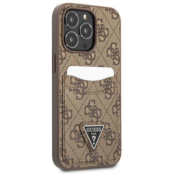 Guess 4G Triangle Logo Cardslot Case til iPhone 13 Pro / 13 - Brunt