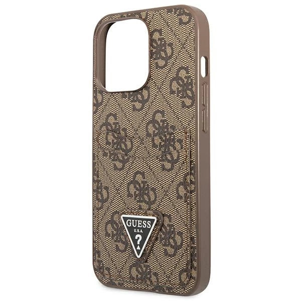 Guess 4G Triangle Logo Cardslot Case til iPhone 13 Pro / 13 - Brunt
