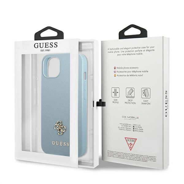 Guess GUHCP13MPS4MB iPhone 13 6.1" blå/blå hardcase Saffiano 4G lille metal logo