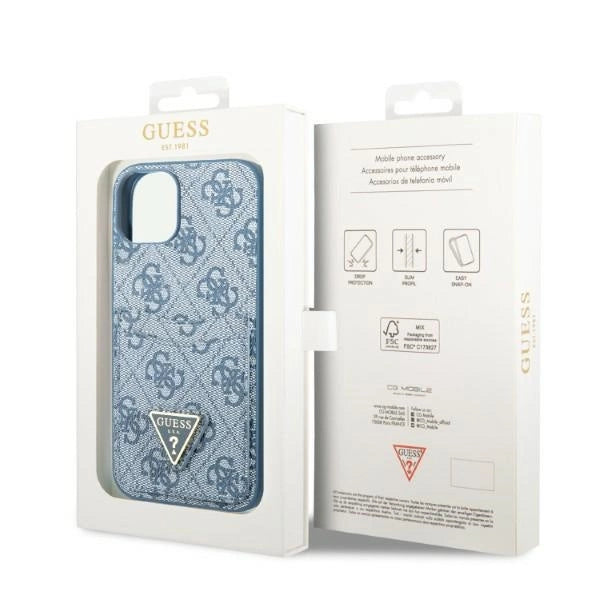 Guess GUHCP13SP4TPB iPhone 13 mini 5.4" blå/blå hardcase 4G Triangle Logo Cardslot